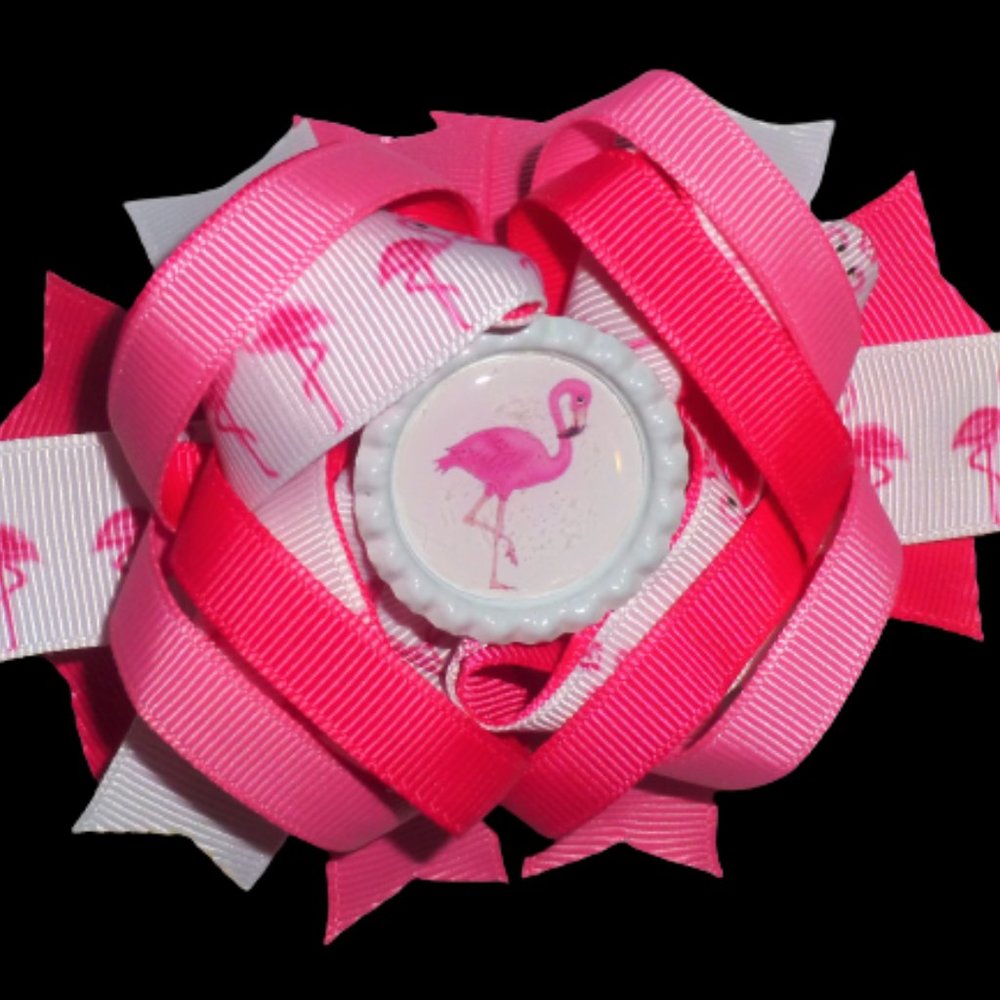 Flamingo Girls 5-Inch Hair Bow Clip
